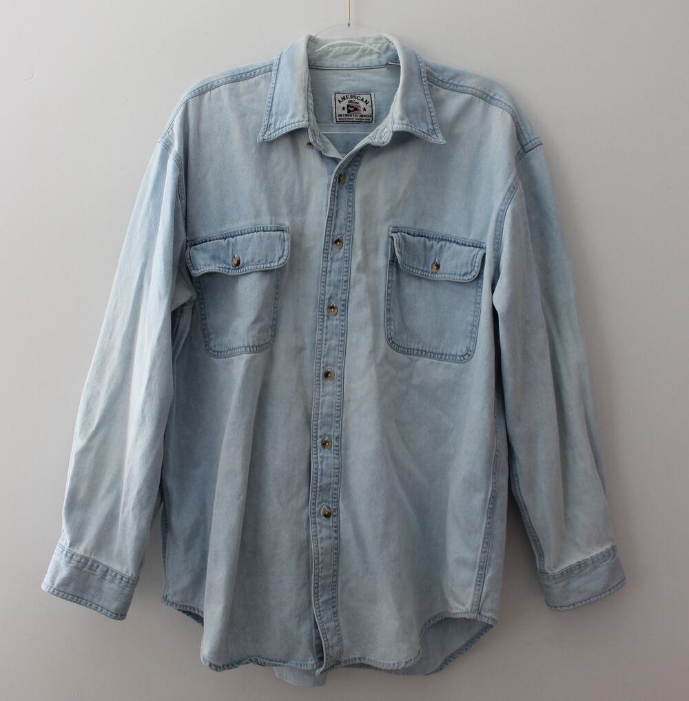 American Blue Authentic Denim Unisex Long Sleeves Shirt Blue Size L Pre-Owned